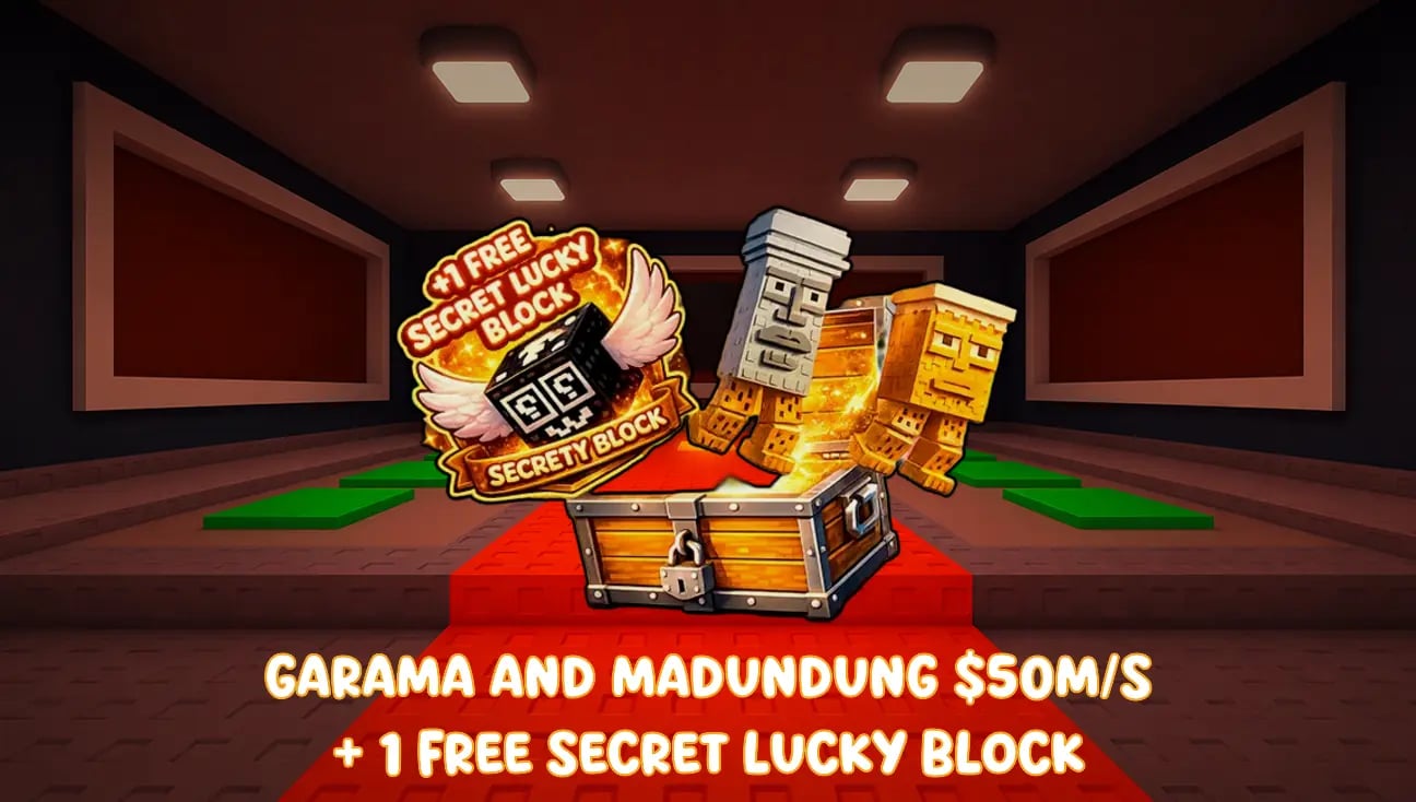 Garama and Madundung $50M/s + 1 Free Secret Lucky Block artwork