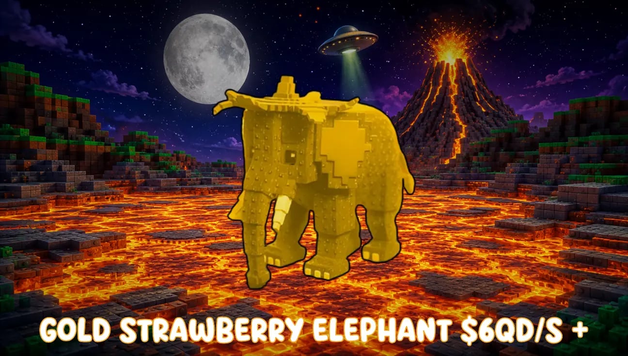 Gold Strawberry Elephant $6Qd/s + artwork