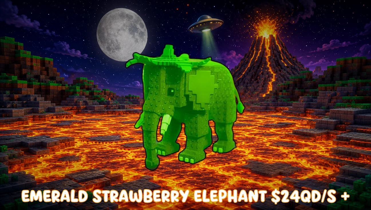 Emerald Strawberry Elephant $24Qd/s + artwork