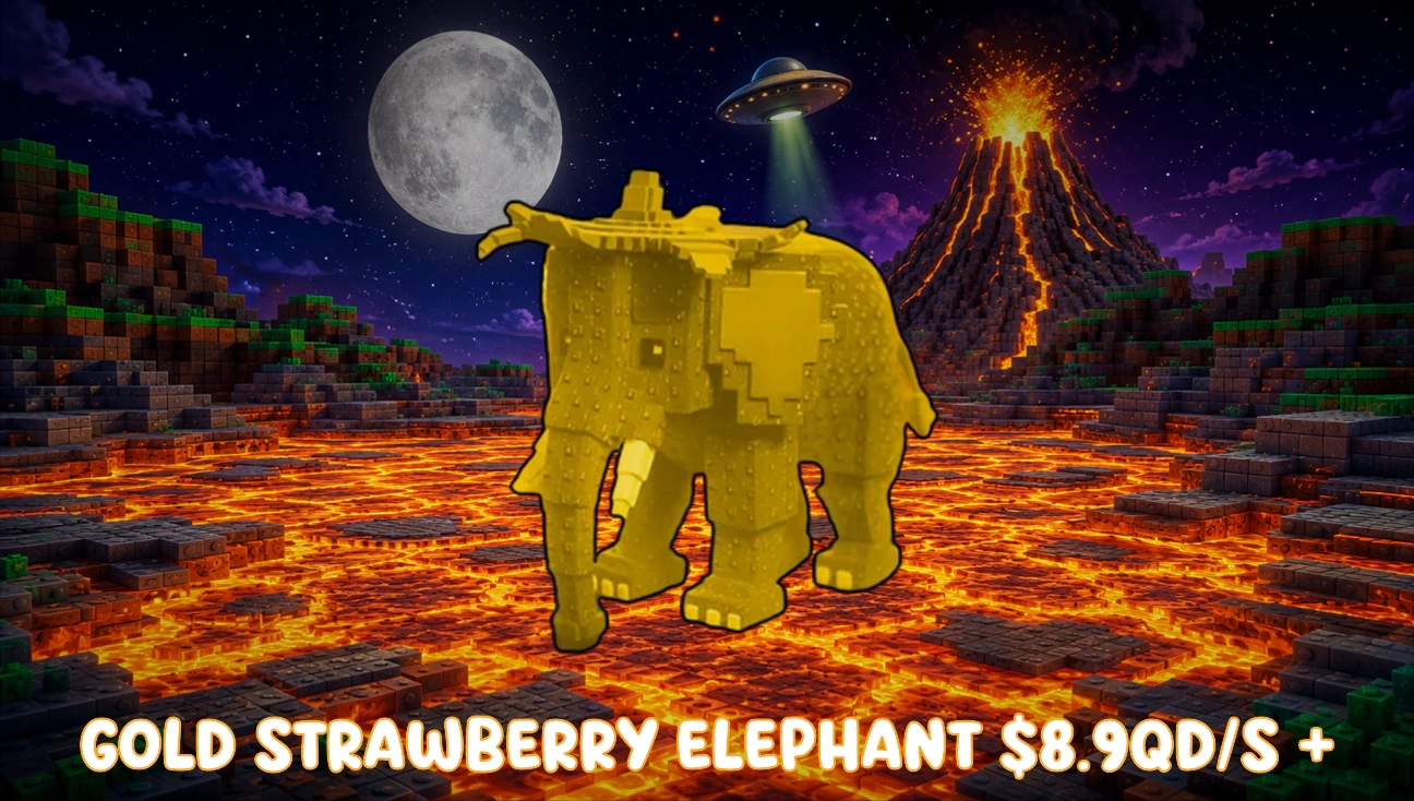 Gold Strawberry Elephant $8.9Qd/s + artwork